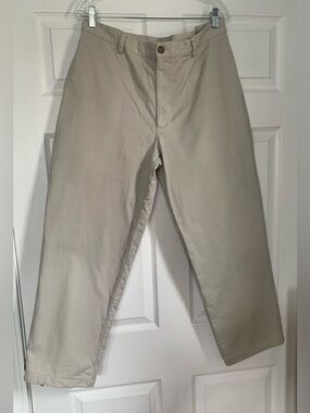 L.L. Bean Natural Fit Pants Mens 34x29 Khaki Beige Cotton Chinos Casual Preppy